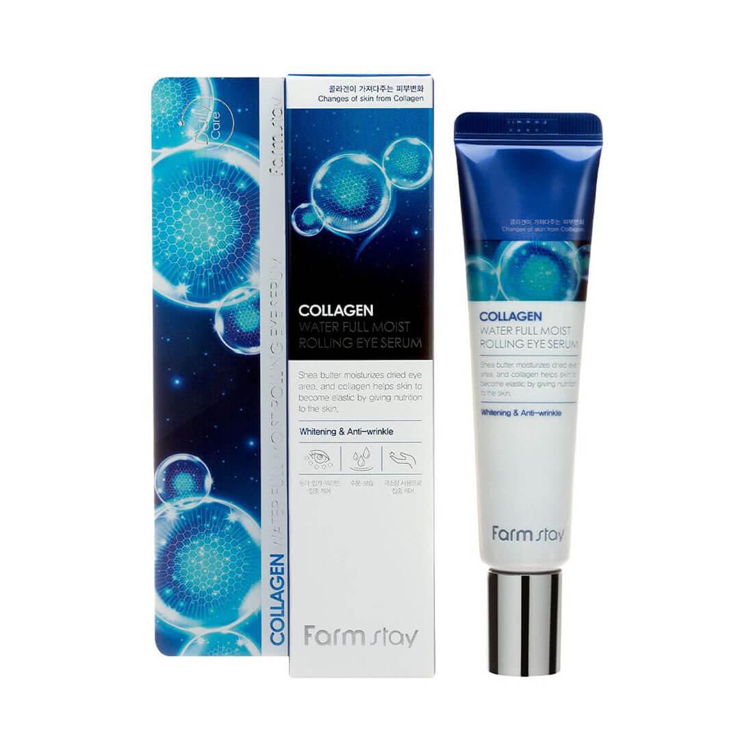 Сыворотка-роллер для кожи вокруг глаз FarmStay Collagen Water Full Moist Rolling Eye Serum с коллагеном, 25 мл