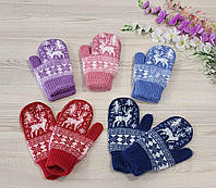 Детские теплые варежки-перчатки из ангоры подростковые