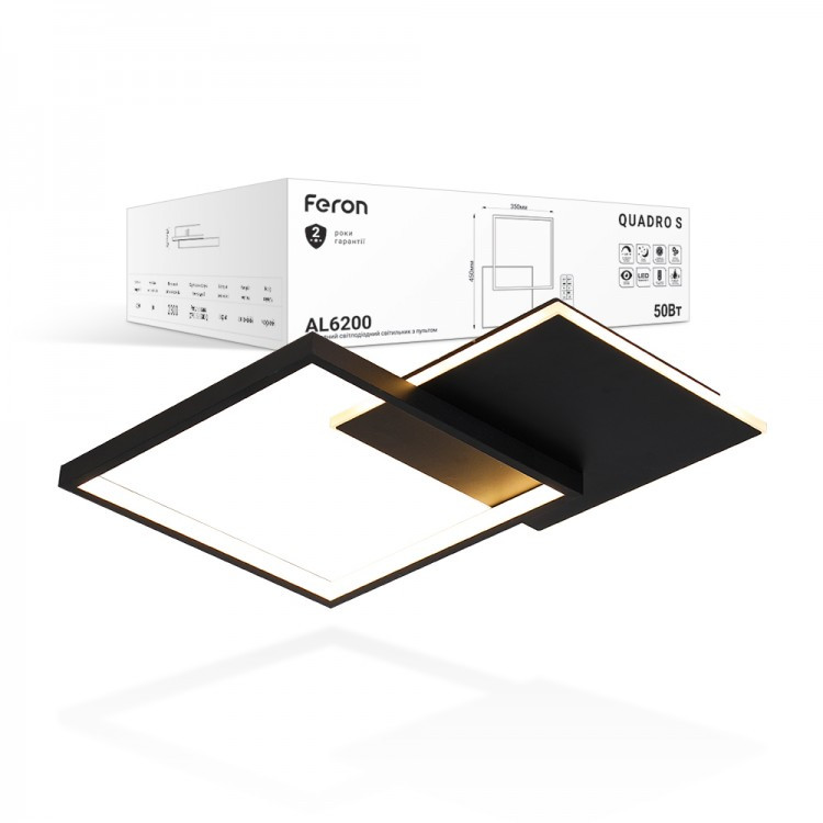 Світлодіодній світильник Feron AL6200 QUADRO S 50W чорний