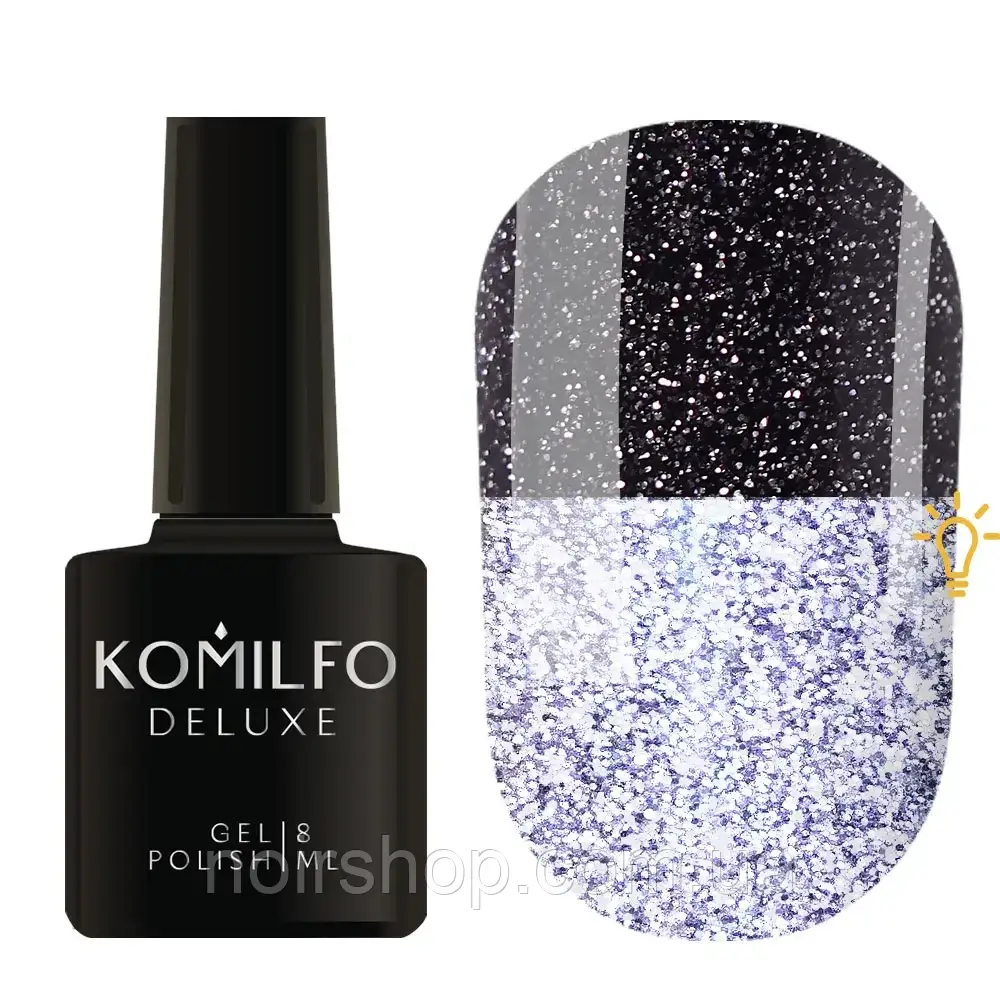 Komilfo Luminous Collection L006 (темний баклажаново-чорний, світловідбиваючий), 8 мл