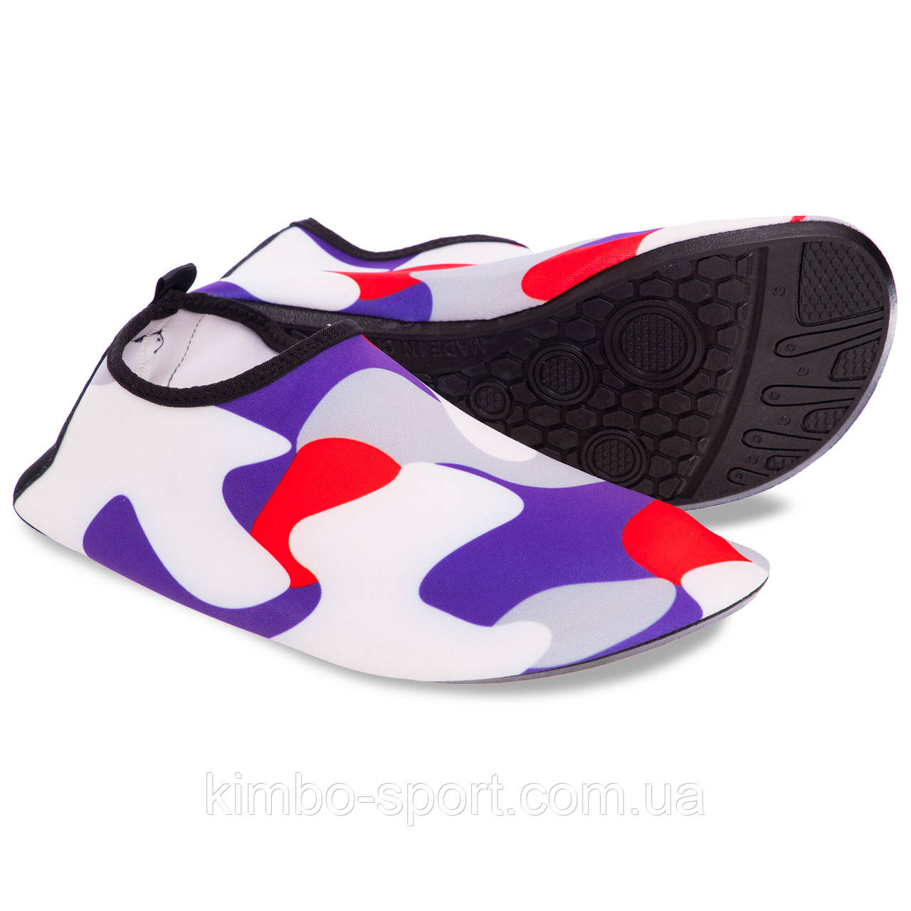 Обувь Skin Shoes для спорта и йоги SP-Sport Камуфляж PL-0418-BKR размер 34-45 красный-синий-белый Код - фото 8 - id-p1690284526