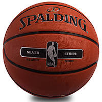 Мяч баскетбольный резиновый SPALDING NBA SILVER SERIES OUTDOOR 83494Z №7 оранжевый Код 83494Z