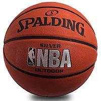 Мяч баскетбольный резиновый SPALDING NBA SILVER OUTDOOR 83016Z №7 коричневый Код 83016Z