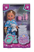 Лялька Еві 'Вечірня казка' у піжамі, з іграшкою та аксес. для чистки зубів, 3+