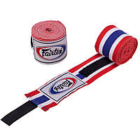 Бинты боксерские хлопок FAIRTEX HW2THAI-3 3м белый-синий-красный Код HW2THAI-3