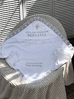 Крыжма "Крещение" белая с вышивкой имени + Таинство крещения + послание
