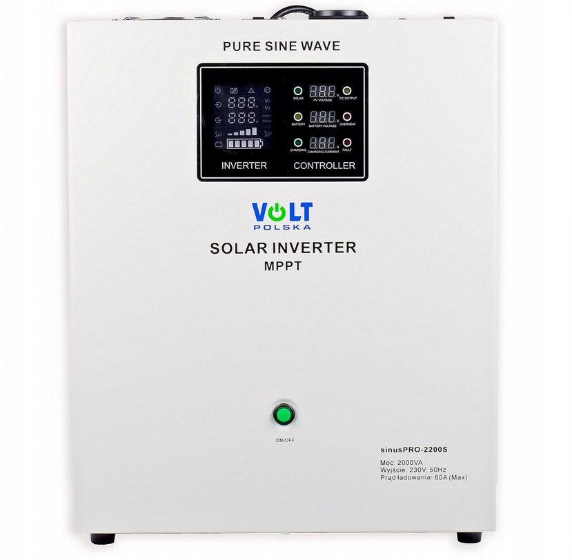 СОНЯЧНИЙ ІНВЕРТОР volt polska SINUS PRO 2200S 12/230V (1400/2200W) + 60A MPPT (для котлів)