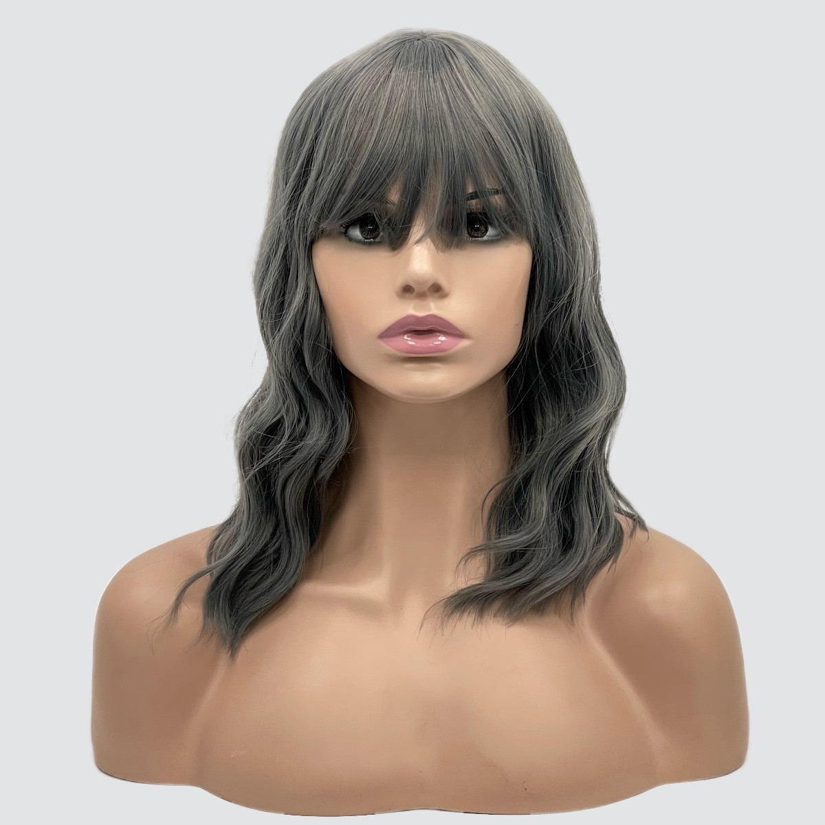 Перука SX48 колір 014 сірий із синьовою, для сцени, аніматорів, вечірок і розваг. Термоволосся, фото 1