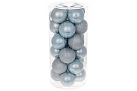 Новгодние голубое елочные шары набор 24шт *6см, микс фактур