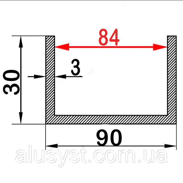 84мм / 90х30х3 швелер 50см / без покриття