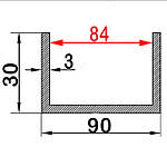 84мм / 90х30х3мм алюмінієвий швелер 3 метра / без покриття