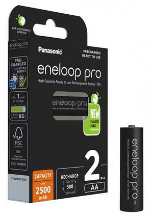 Аккумулятор Panasonic Eneloop Pro BK-3HCDE/2BE New Ni-MH AA/(HR6) 2500mAh, LSD, фото 3