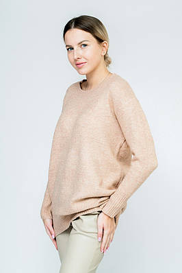 Светр жіночий теплий подовжений бежевий 109307 (2000000087863)