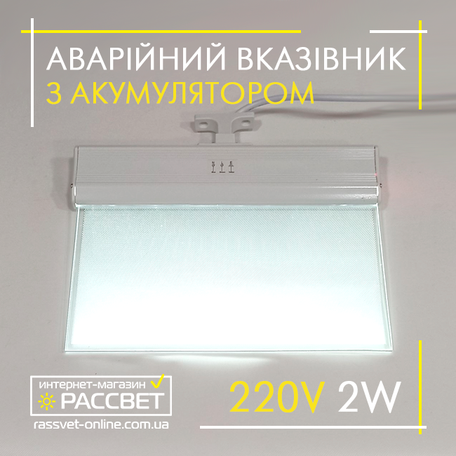 Аварійний LED світильник під наклейку Lebron 16-96-32 білий 2W AC/DC 800mAh Ni-Cd підвісний з акумулятором