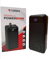 Повербанк Power Bank 50000mAh портативная батарея с фонариком и кабелями Torima TRM-1050 с быстрой зарядкой