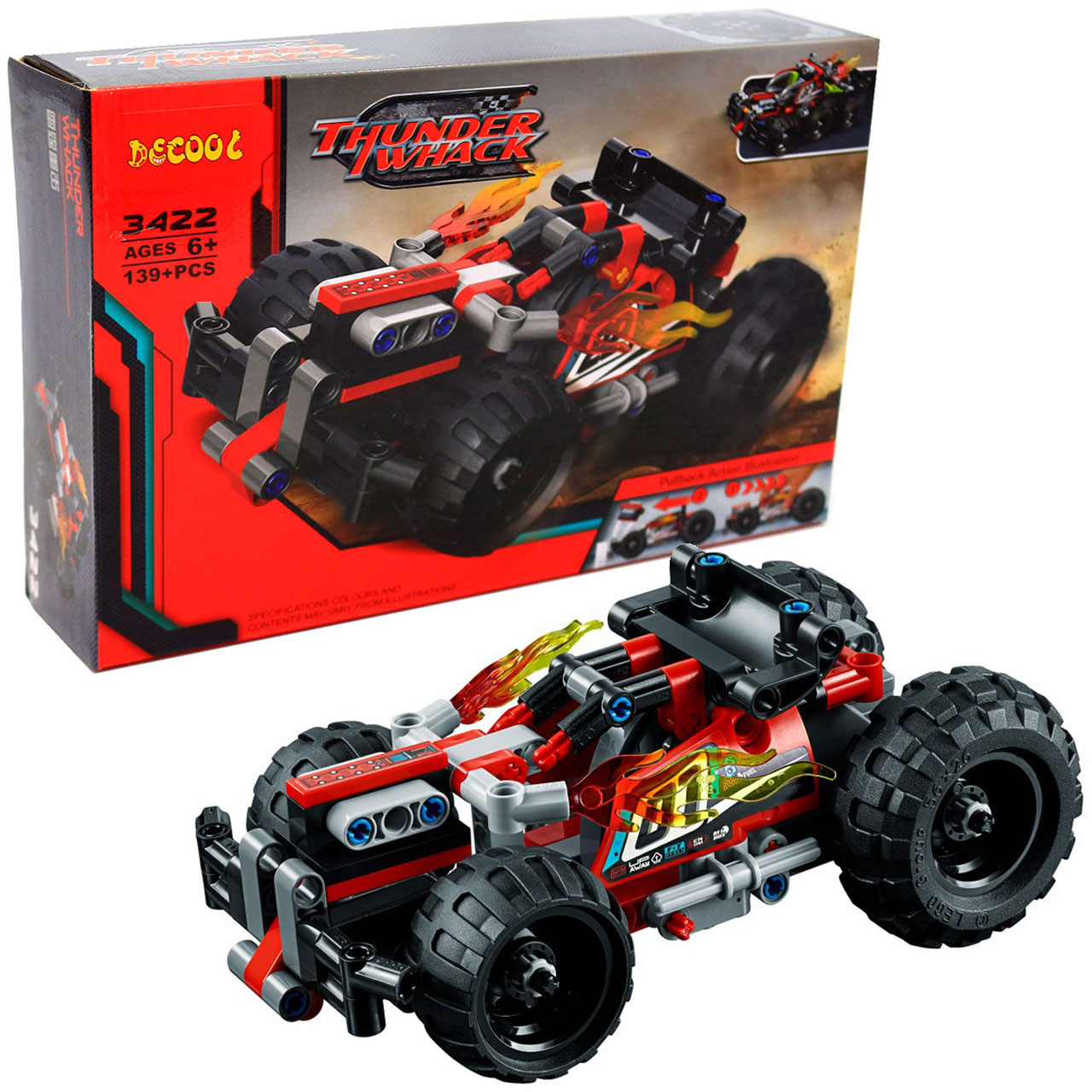Конструктор Technic decool бемц! Червоний гоночний автомобіль, 139 деталей (3422), фото 1