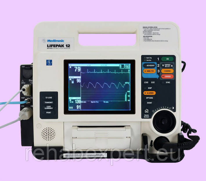 Б/У Двофазний Дефібрилятор Medtronic LIFEPAK 12 Defibrillator/Monitor SPO 2, NIBP, ЕКГ у 3 відведень (Used)