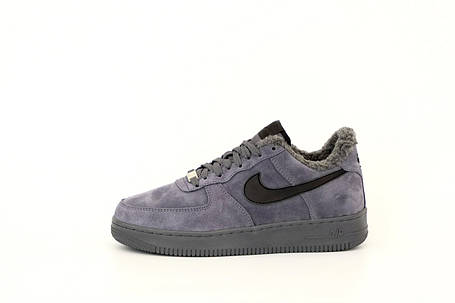 Зимові Чоловічі Кросівки Nike Air Force Low Purple Fur / Найк Аїр Форс Низькі Фіолетові Хутро, фото 1