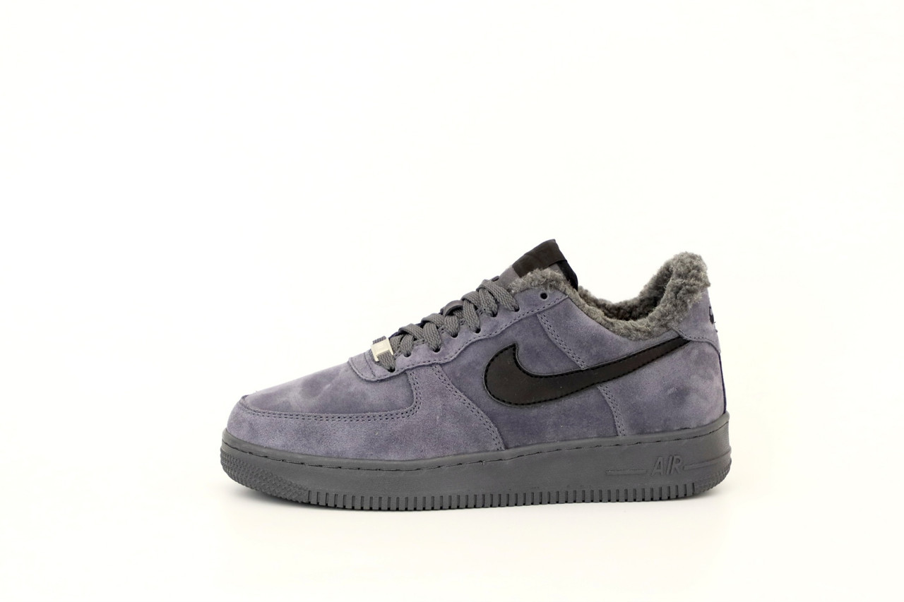 Зимові Чоловічі Кросівки Nike Air Force Low Purple Fur / Найк Аїр Форс Низькі Фіолетові Хутро