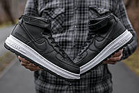 Зимние черные кожаные женские кроссовки Nike Air Force 1 Gore-tex
