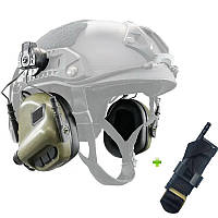 Навушники Активні для стрільби Opsmen Earmor M31H Green на каску FAST, TOR-D + Турнікет (Im)