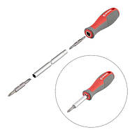 Викрутка з двосторонніми змінними насадками 6 в 1 (SL6.35*65 мм, PH1*5 мм, SL8.0*75 мм, PH2*6 мм, внутрішній, фото 2