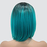 Перука каре BOB колір T1B/Cyan блакитний/зелений морська хвиля, для сцени, танці і вечірки. Термоволосся, фото 4