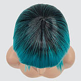 Перука каре BOB колір T1B/Cyan блакитний/зелений морська хвиля, для сцени, танці і вечірки. Термоволосся, фото 5