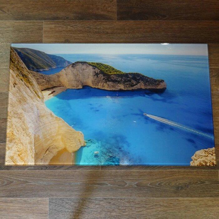 Скляне панно на стіну / Інтер'єрна картина на склі Гори море, фото 1