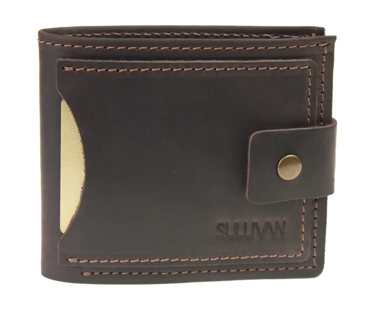Шкіряний чоловічий гаманець портмоне з монетницею й додатковим відділенням із натуральної шкіри коричневий