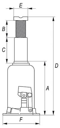 Домкрат гідравлічний пляшковий Yato 10 т 220х483 мм (YT-1704), фото 2