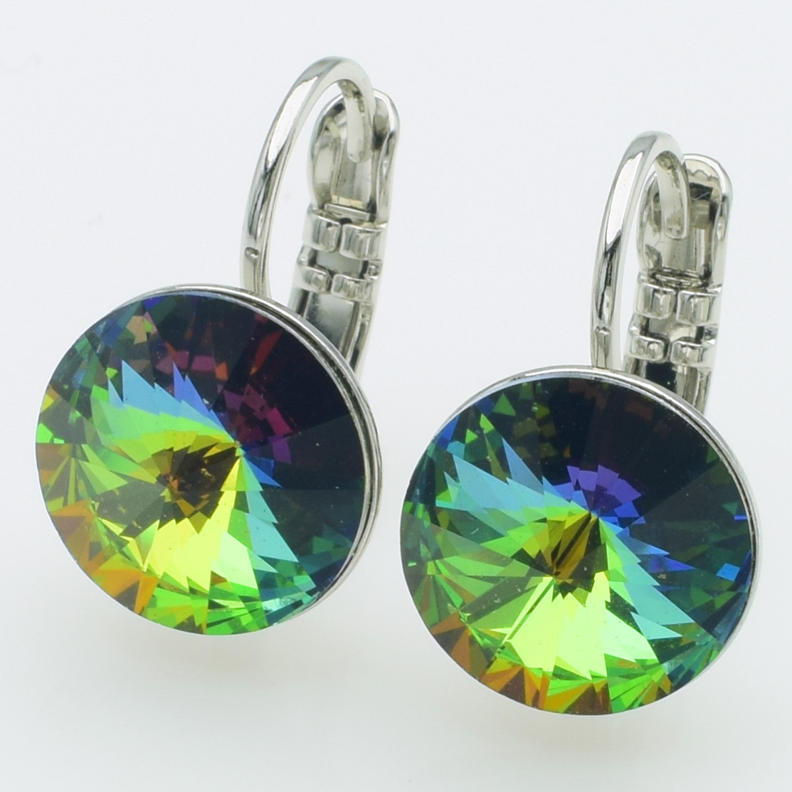 XUPING Сережки Родій Камені Swarovski "Vitrail Medium", Висота 1.8см, Ширина 1.1см