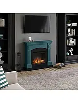 Декоративний кімнатний електрокамін обігрівач з порталом, камінокомплект електричний Tagu Magna бірюзовий, фото 5