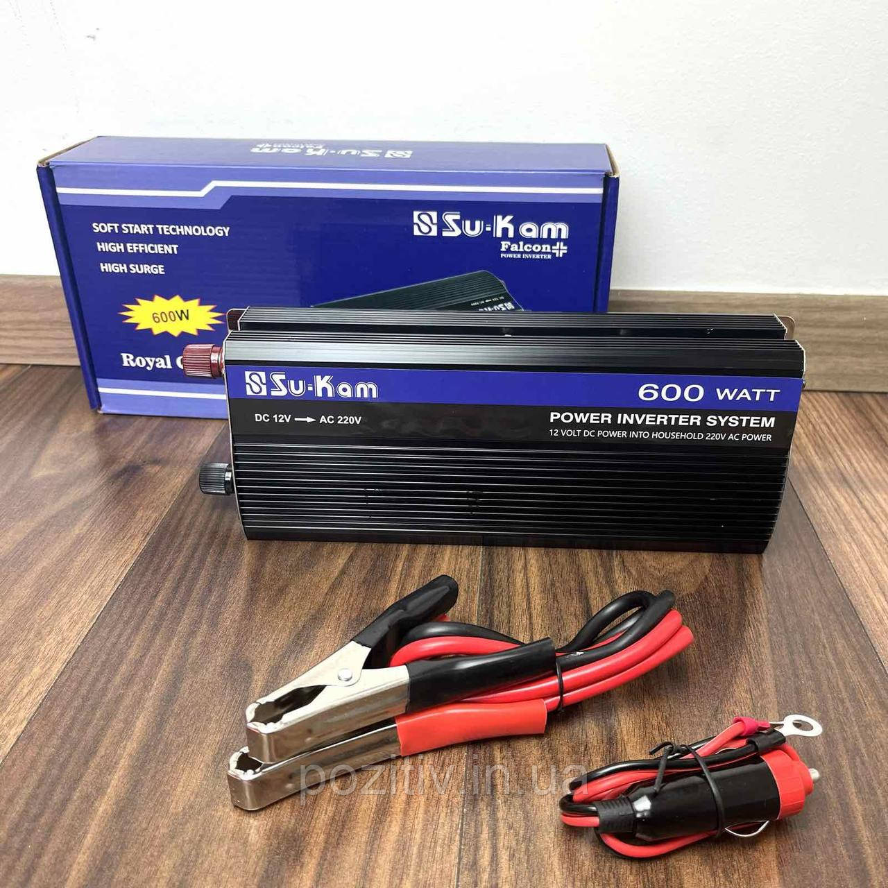 Перетворювач напруги автомобільний інвертор Su-Kam 12V-220 V 600 W з LCD-дисплеєм, фото 1