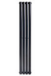 Вертикальний дизайнерський радіатор опалення ARTTIDESIGN Rimini II 4/1800/236/50 чорний матовий, фото 5