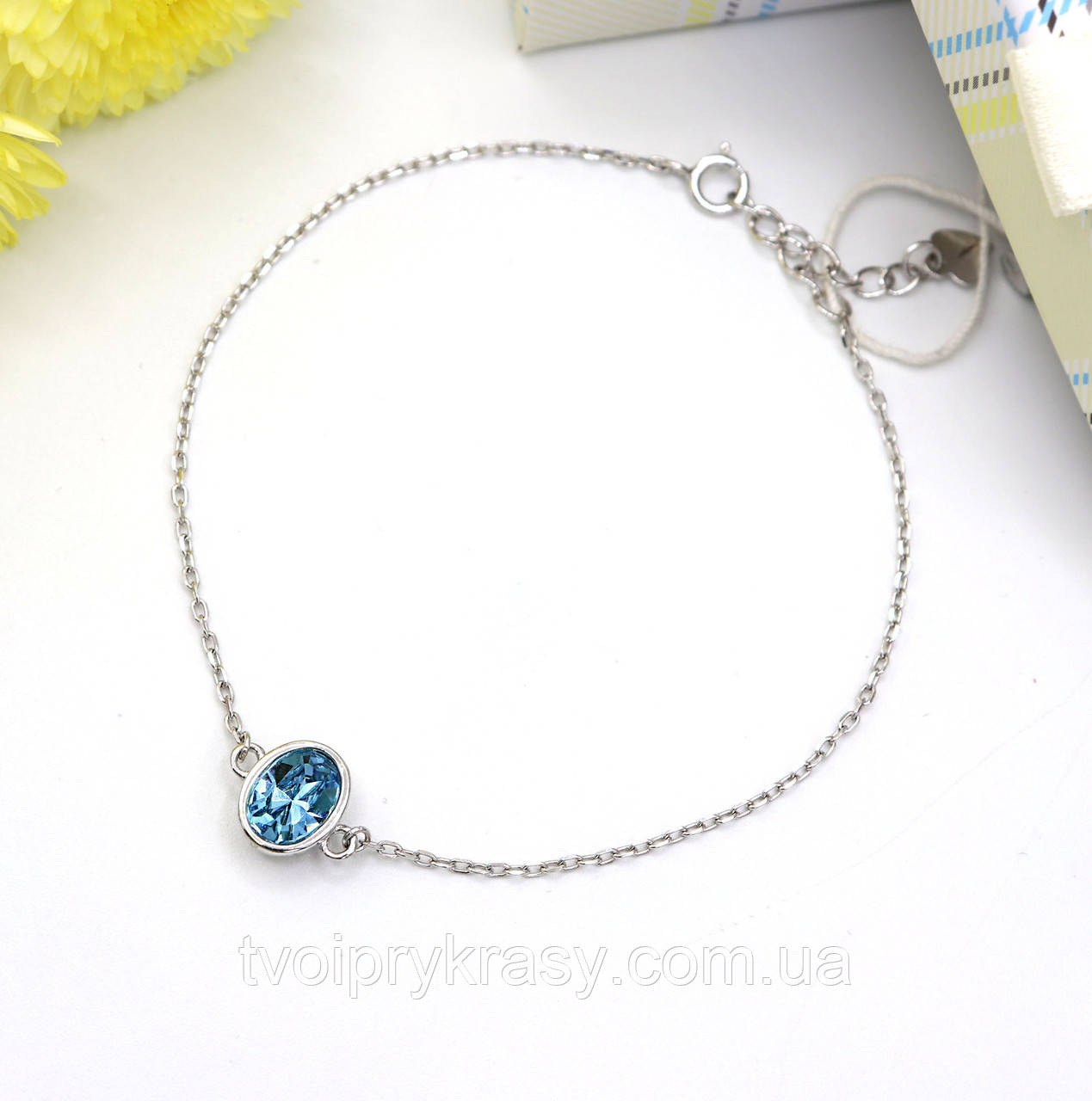 Браслет із якірного ланцюжка зі вставкою кришталю Swarovski
