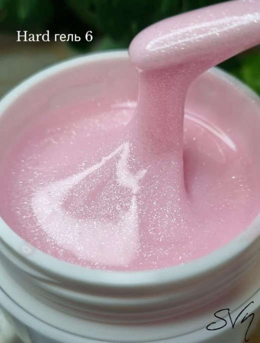 Полігель Poligel (рідкий) для нарощування рожевий із шиммером SVN Hard Gel №6 50г