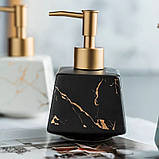 Дозатор керамічний для рідкого мила, миючих засобів для ванної кімнати та кухні Чорний, фото 4