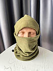 Чоловічий комплект 3в1 шапка баф і рукавички флісовий хакі зимовий для військових ЗСУ армійський, фото 5