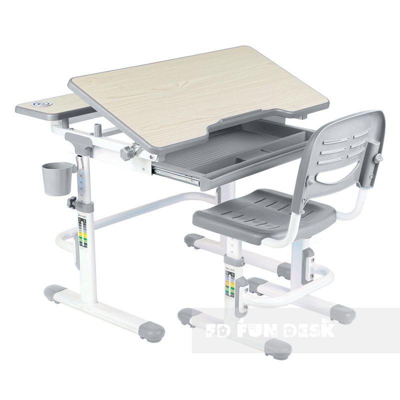 парта, що росте + стільчик для школяра Fundesk Lavoro Grey, фото 1