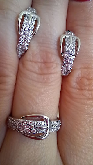 Ніжний срібний комплект джинс із білими камінцями, фото 1