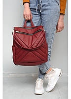 Рюкзак бордовый стильный качественный экокожа, сумка-рюкзак практичная для ноутбука 34х31х15 см