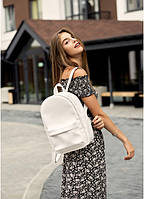 Женский рюкзак белый однотонный городской компактный 32х25х12 см, качественный рюкзачок экокожа для девушек