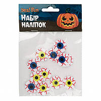 Набір наліпок Хелловін "Очі зомбі" 12 шт фетрYes! Fun