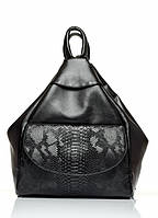 Рюкзак модный черный принт крокодила компактный 30х25х12 см качественный экокожа для женщин и девушек