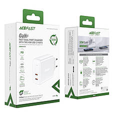Зарядний пристрій (зарядка) для телефону ACEFAST A29 GaN 2 х Type-C 50 W Білий, фото 5