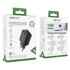 Зарядний пристрій (зарядка) для телефону ACEFAST A33 2 х USB 18 W Чорний, фото 6