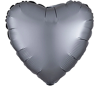 Шарик Фольгированный Сердце 18" Сатин Графит 45 см Anagram (США)