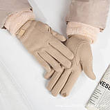 Рукавички жіночі зимові сенсорні під замшу утеплені з хутром. Рукавички теплі (рожеві), фото 7