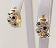 Сережки із жовтого і білого золота 585 проби з діамантами і сапфірами  с155-0251, фото 4